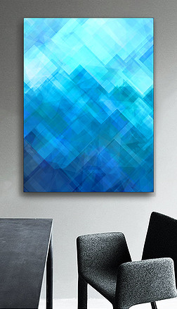 未来风格装修装饰画|蔚蓝の天空抽象灰蓝色未来风时尚几何装饰画