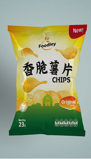 薯片零食包装袋设计样机