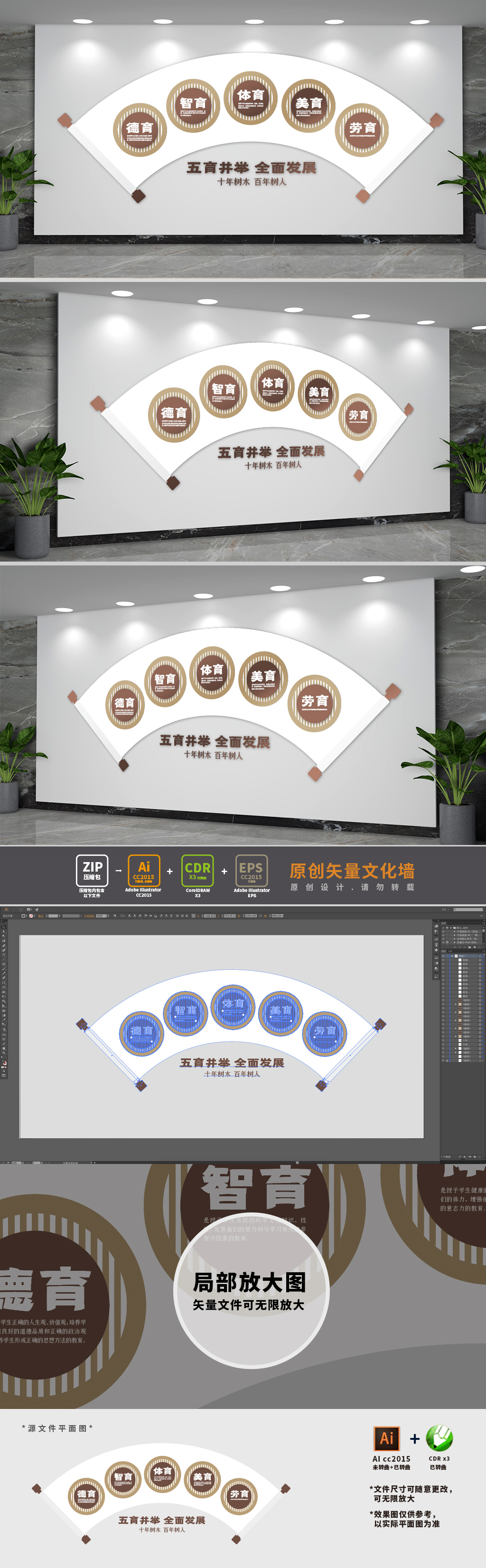德智体美劳学校文化墙