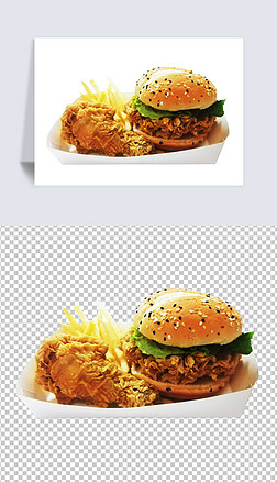 原创汉堡-鸡腿组合免扣摄影图