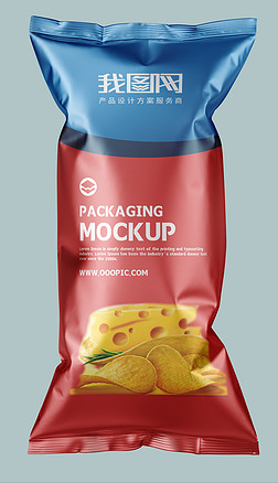 薯片袋设计样机|薯片零食膨化食品包装袋设计样机