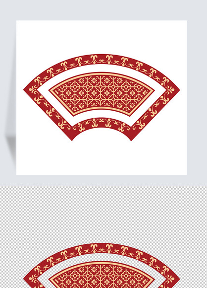 中国风复古古典扇形边框矢量设计元素