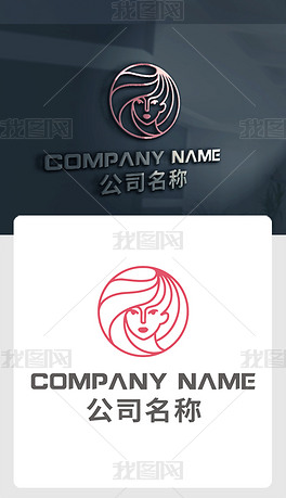 原创线条美女头像logo-版权可商用