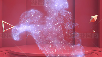 2021红色喜庆背景粒子飞舞公司年会logo展示PR模板视频