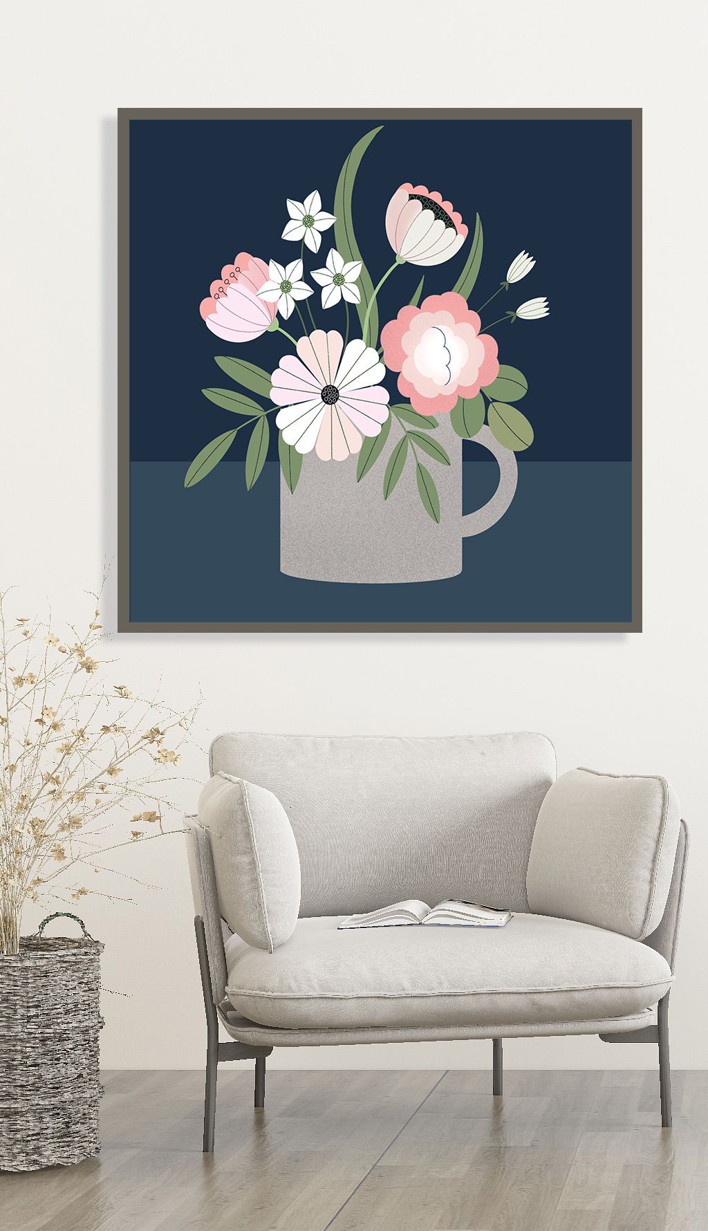 北欧现代简约轻奢创意个性小清新人物花卉卧室花朵装饰画