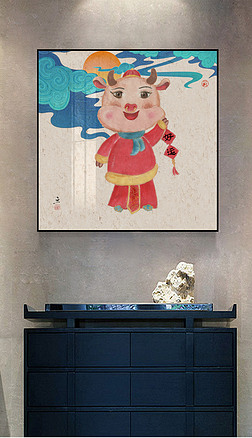 好运牛年装饰画2021牛年海报牛年大吉新春年画系列