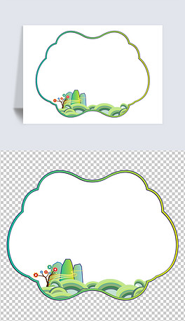 元素中国风水墨山水背景素材传统元素山水画矢量古典中国风锦鲤祈福