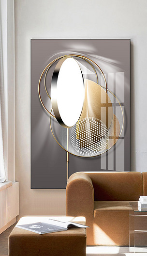 现代简约抽象立体镜面几何光影空间后现代创意极简晶瓷玄关装饰画