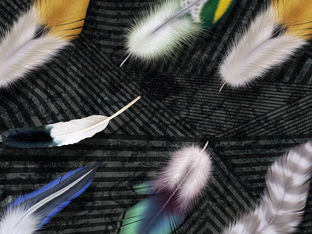 北欧现代抽象羽毛壁纸墙纸客厅卧室墙布背景墙