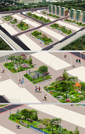 居住区景观设计PSD鸟瞰图源文件设计素材
