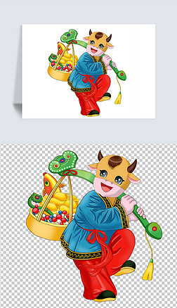 新年新春牛年春节生肖年画门贴卡通贴纸新年装饰