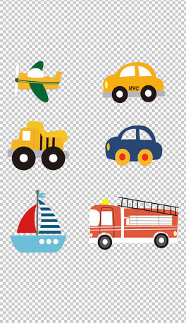 矢量图手绘卡通交通工具