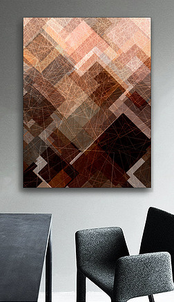英伦风 红格子装饰画|马德里梦魇抽象玫瑰金红黑色格子线条装饰画