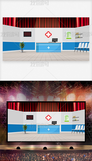 动漫医院大厅场景新年模板合辑