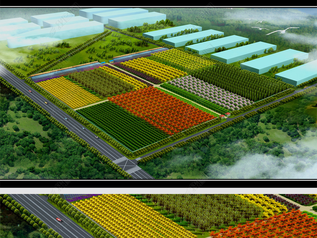 苗圃绿化景观鸟瞰图psd分层源文件设计素材下载-编号24127266-彩色