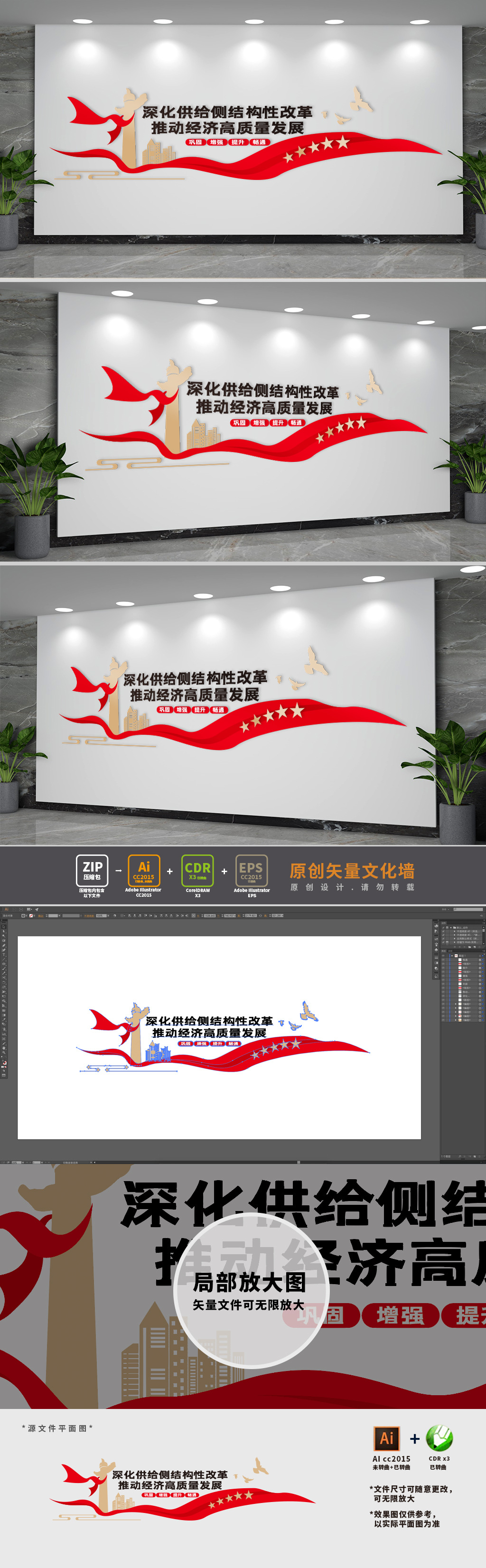 经济改革八字方针文化墙