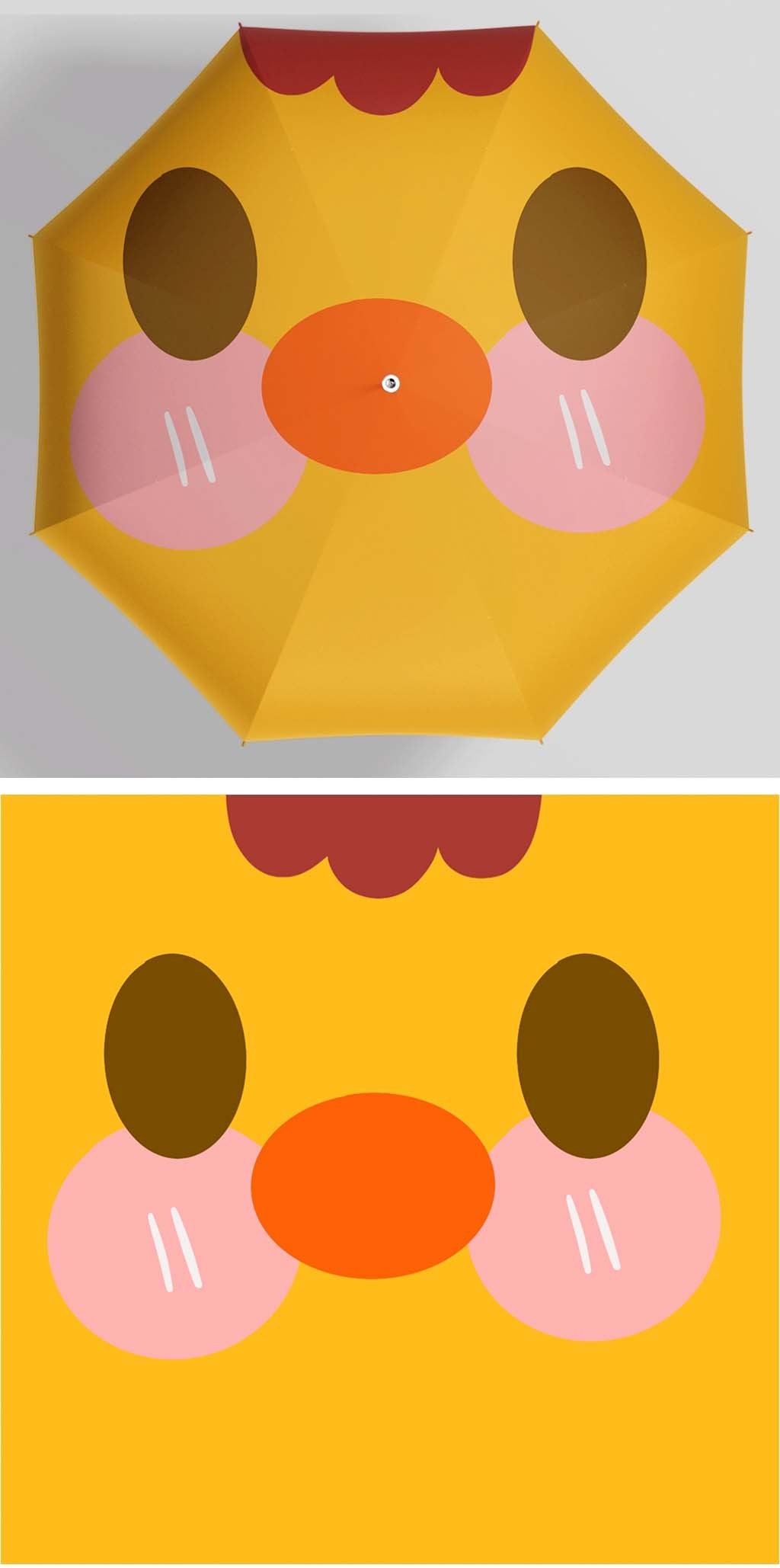 卡通创意风小动物鸭子雨伞插画