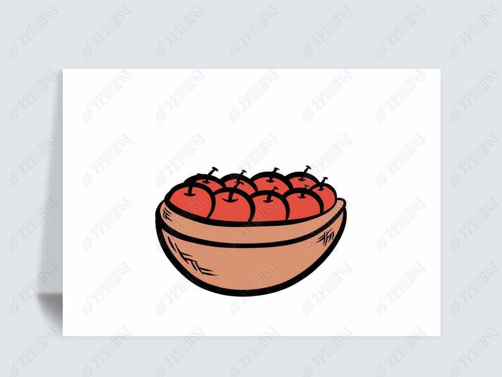 一篮子苹果卡通手绘免抠元素ps元素png