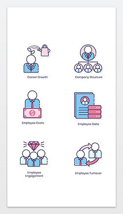 手绘卡通公司管理企业人员管理ui插画图标ai矢量图设计