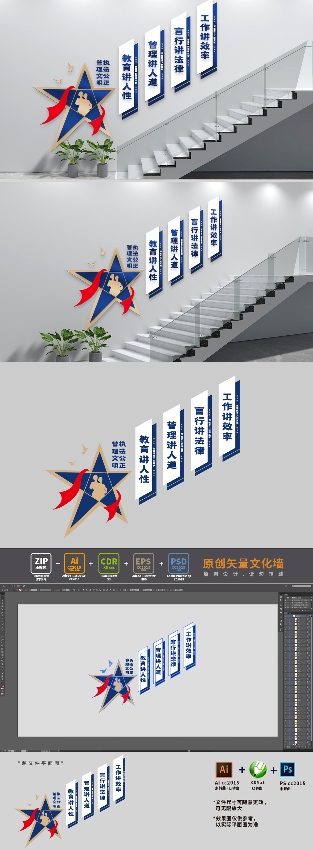 原创创建文明监狱楼梯文化墙-版权可商用