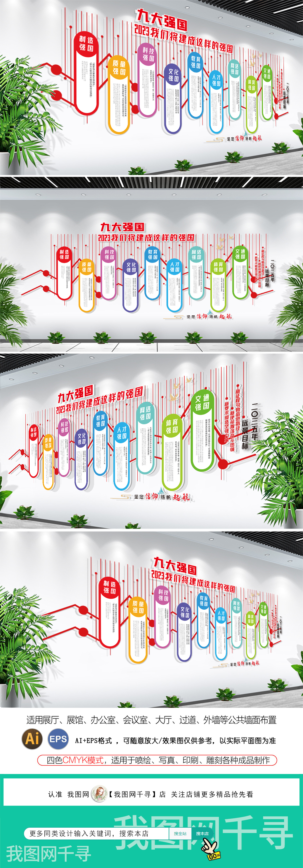 大气创意党建社区2035年社会主义现代化远景目标文化墙