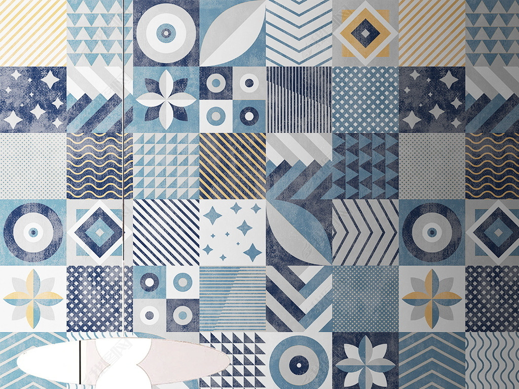 现代简约几何图形复古高级灰色客厅墙纸图案电视背景墙壁纸