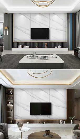 现代轻奢爵士白木格栅悬空背景墙