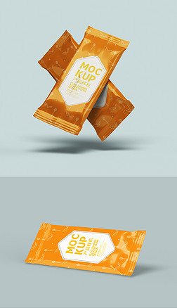 条状糖果饼干零食塑料包装袋威化饼包装袋样机模型