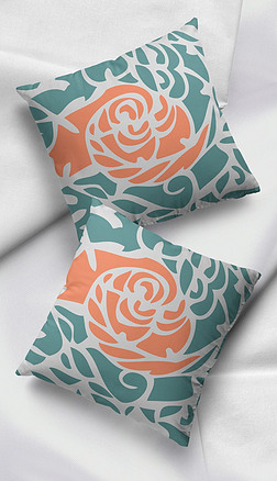 现代简约创意抽象几何图形玫瑰花抱枕靠垫