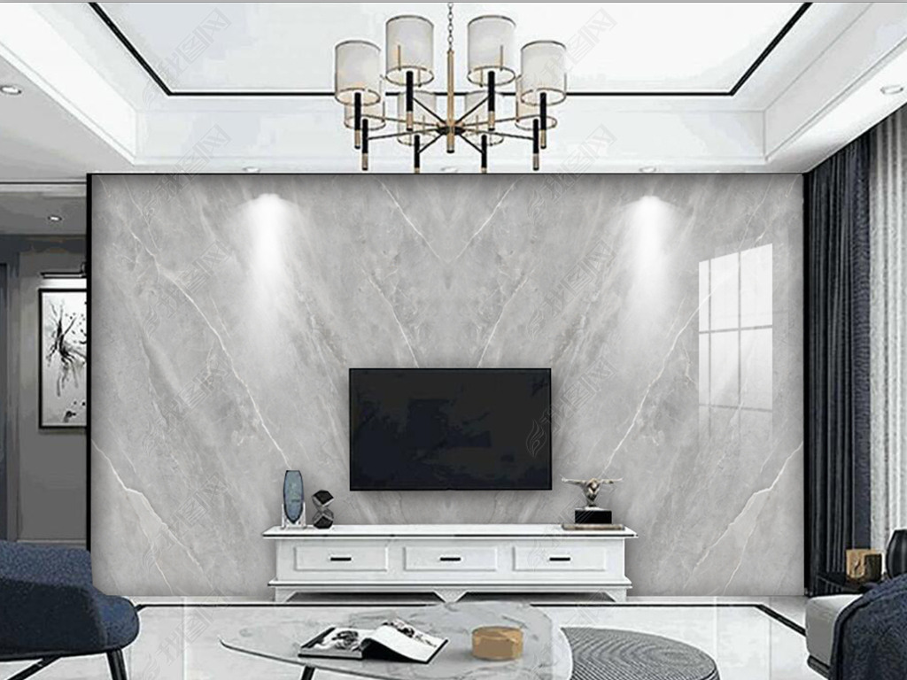现代简约对拼灰色大理石背景墙