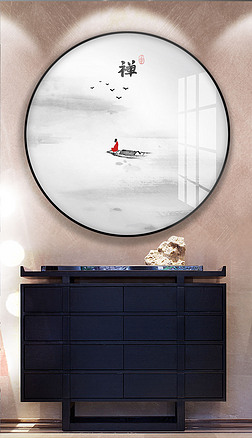 新中式禅意水墨意境红衣和尚中国风极简装饰画