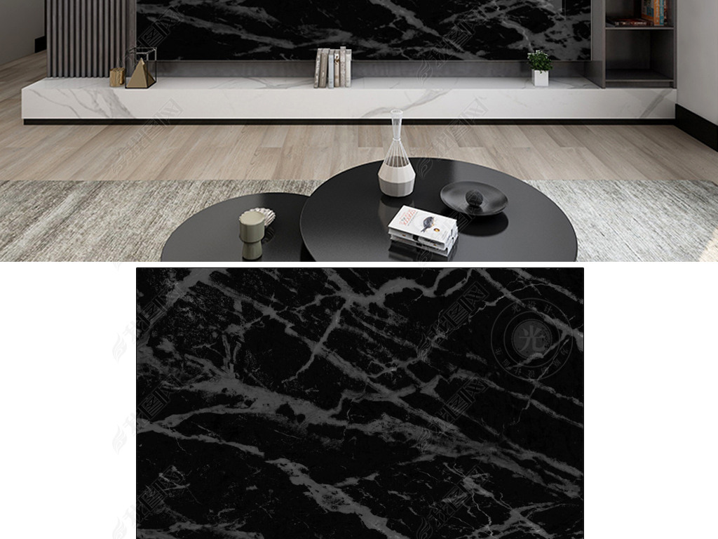 现代简约黑色大理石纹深色大理石北欧轻奢风岩板背景墙