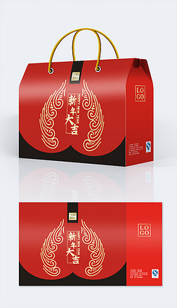 精品时尚创意高档红色喜庆大气中国风礼盒包装设计新年包装设计