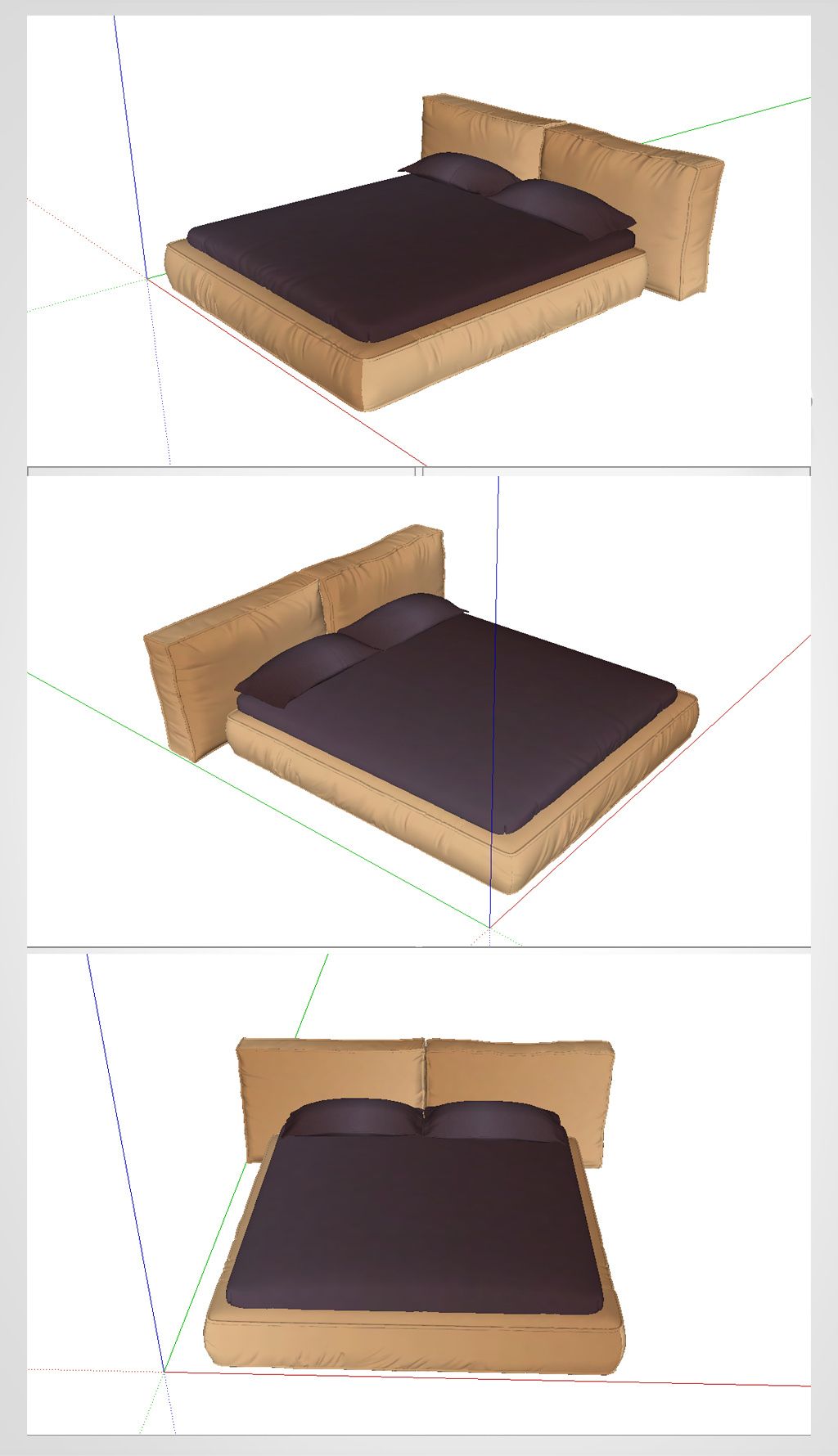 家具模型现代风格床具组合床头柜su模型33