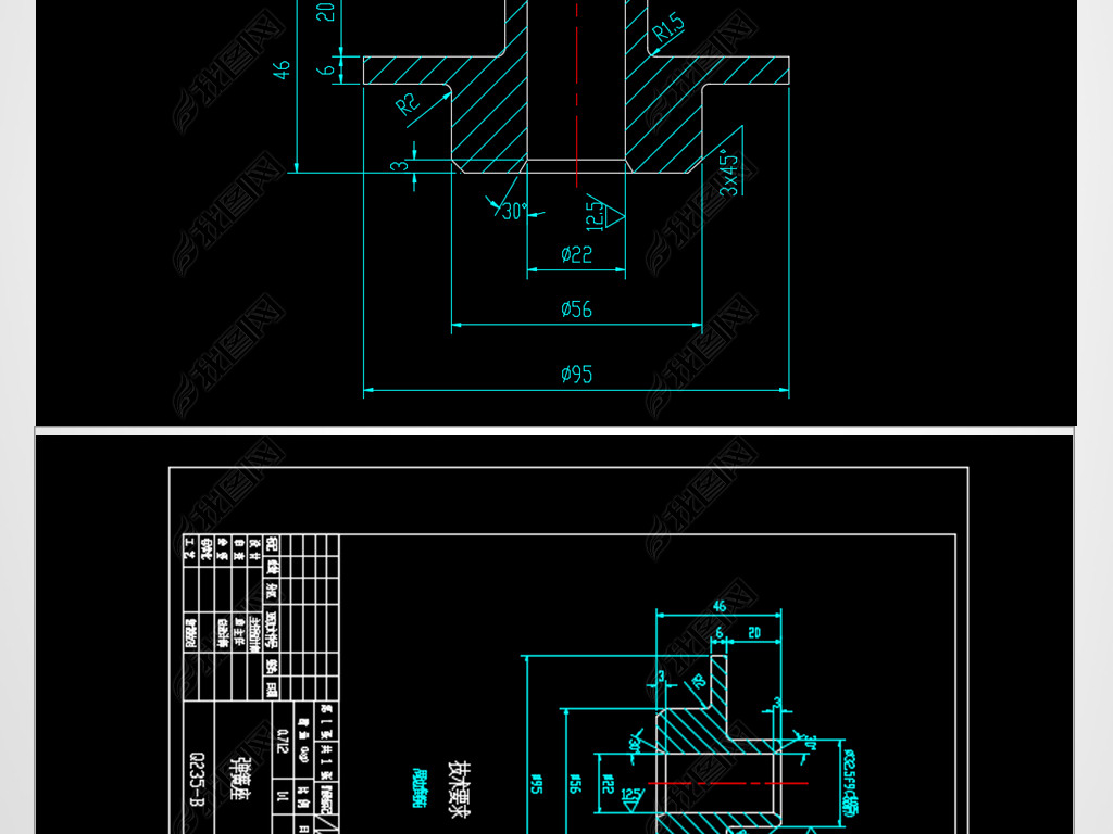 机械零件弹簧座cad图