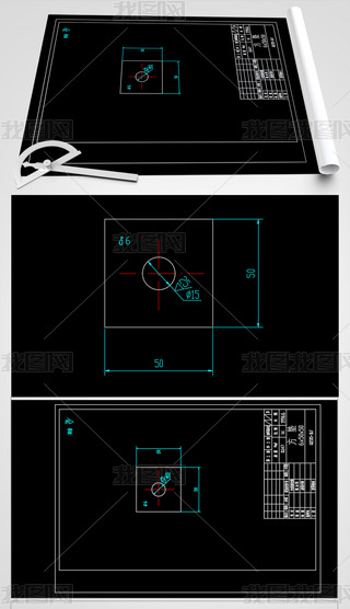 机械零件方形垫片cad图