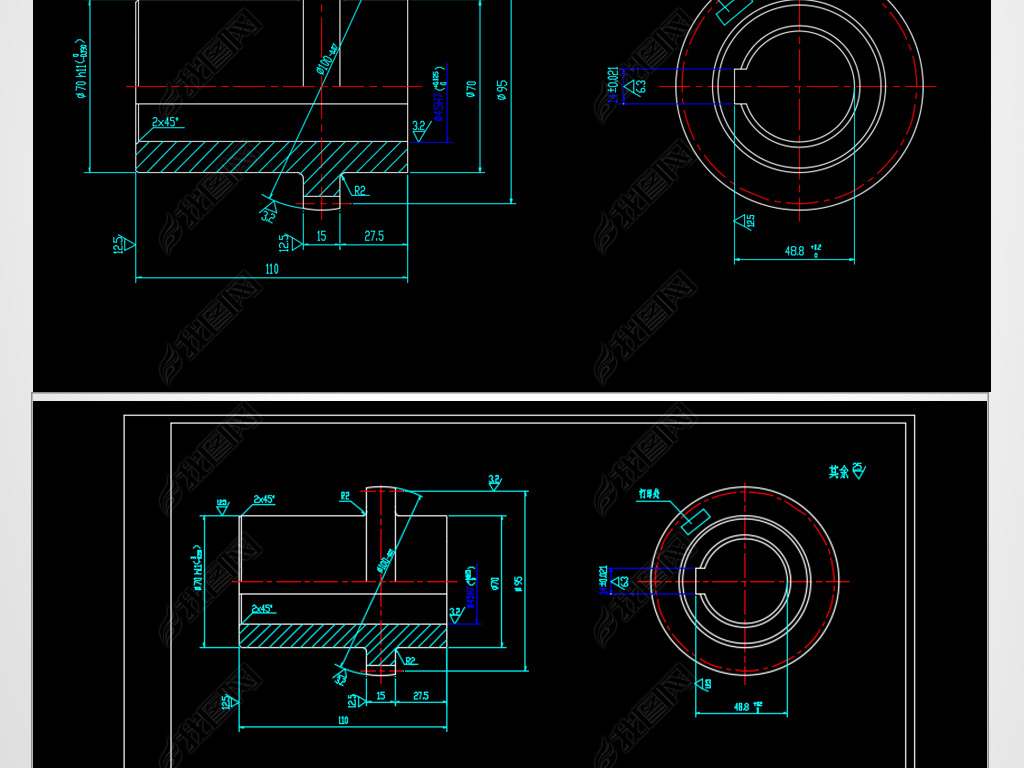 机械零件外齿圈cad图