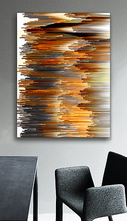 渐变层次装饰画|峰回路转抽象灰黄橙金色层次渐变递进装饰画