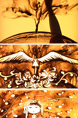 李昕融歌曲听我说谢谢你演唱表演舞台背景沙画视频