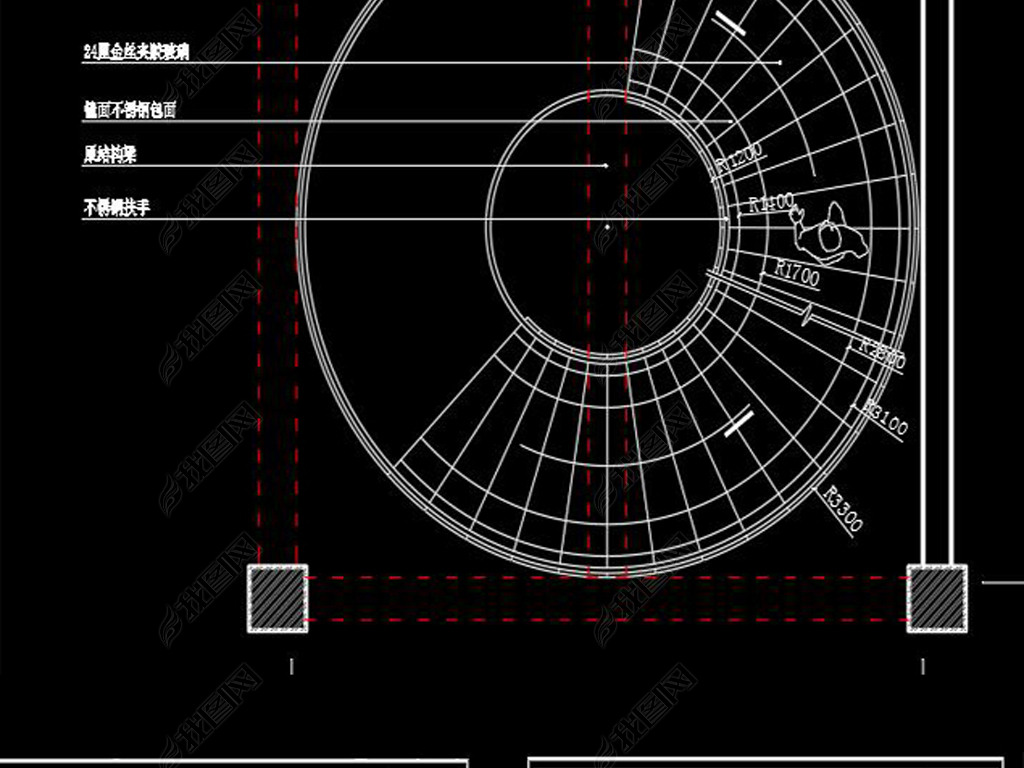 酒吧旋转楼梯CAD施工图