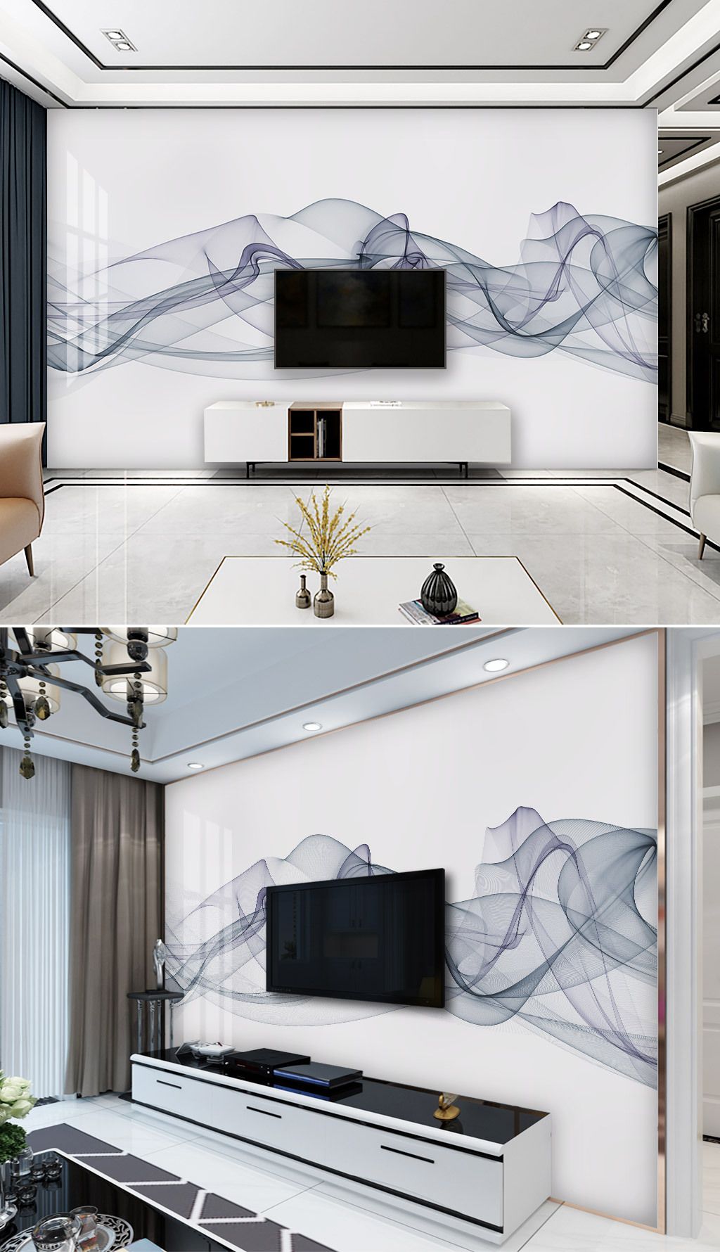 现代简约抽象飘带电视背景墙下载-编号24181410-电视背景墙-我图网