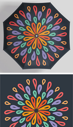 花瓣图形创意家居图案|现代时尚创意几何图形炫彩花瓣雨伞印花图案