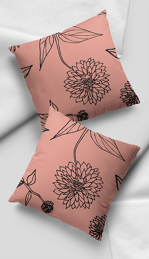 2021时尚复古手绘线条植物花朵图案抱枕