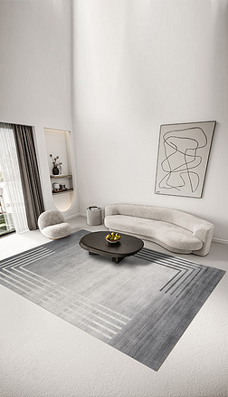 现代简约北欧轻奢几何抽象创意极简艺术客厅地毯地垫图案设计