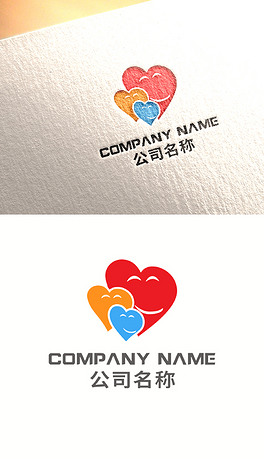 心形亲子家庭logo