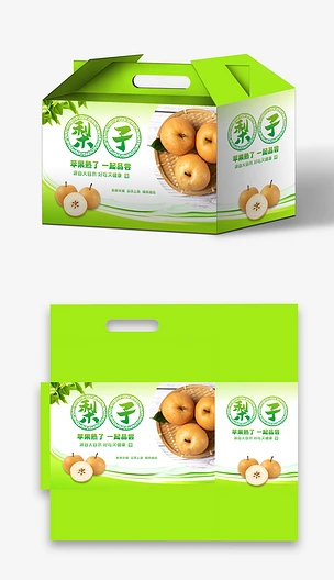 浅绿色水果梨子纸箱梨包装设计