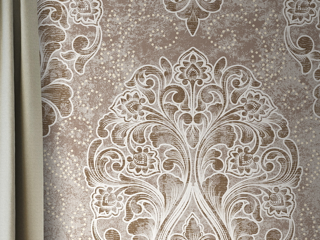 欧式大马士革图案复古墙纸墙布背景墙壁纸图案设计