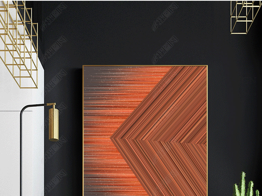 星际の迷途抽象灰红褐色折线纹理光辉装饰画