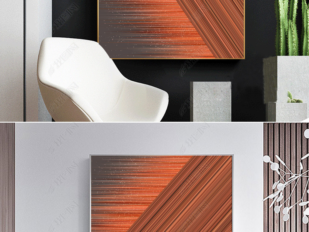 星际の迷途抽象灰红褐色折线纹理光辉装饰画