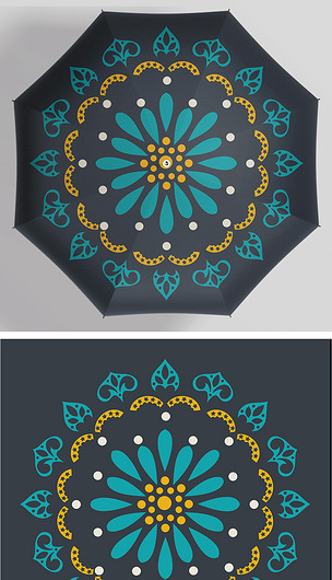 现代时尚创意几何花纹花朵图形雨伞印花图案